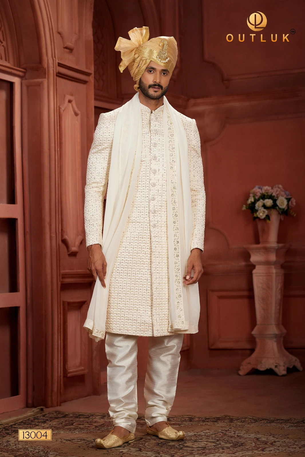 Outluk Wedding Sherwani Vol 13 Pure Silk Wholesale Handwork Sherwani Collection Catalog — Singles, MPA wholesale from Surat - Gallery Image 11